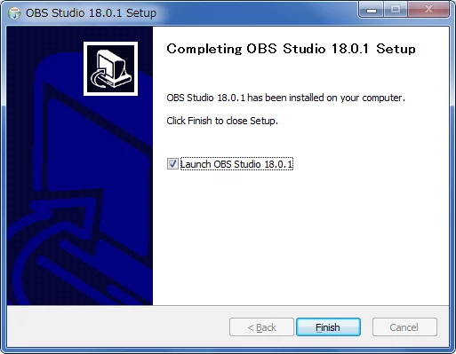 obs studioインストーラー(終わり)