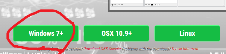 obs studio OSの選択